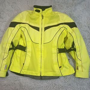 Olympia Jacket Womens Yellow L Motorcycle Padded Insert Jacket Reflective Zip Up